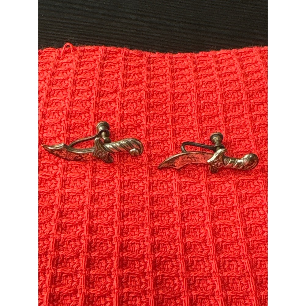 Vintage Sterling silver pirate sword earrings 1"